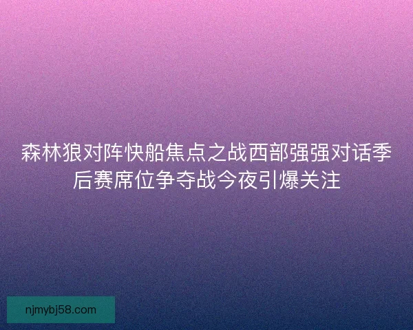 森林狼对阵快船焦点之战西部强强对话季后赛席位争夺战今夜引爆关注