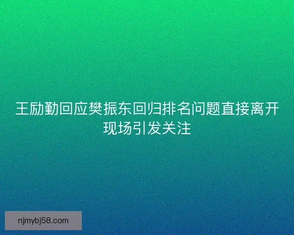 王励勤回应樊振东回归排名问题直接离开现场引发关注
