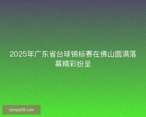 2025年广东省台球锦标赛在佛山圆满落幕精彩纷呈